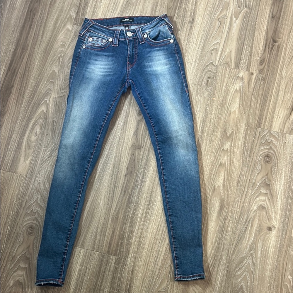 True religion  red stitching Women's Blue Jeans #A06
